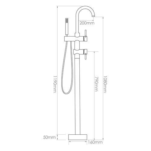 Voda Floor Mount Bath Filler, Mixer & Hand Shower VBS052