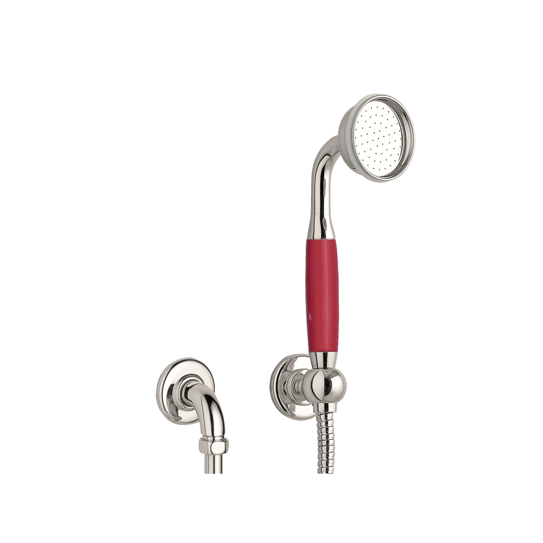 The Water Monopoly - Rockwell Straight Handshower On Hose With Wall Outlet, Parking Bracket & Metal/Coloured Shower Handle