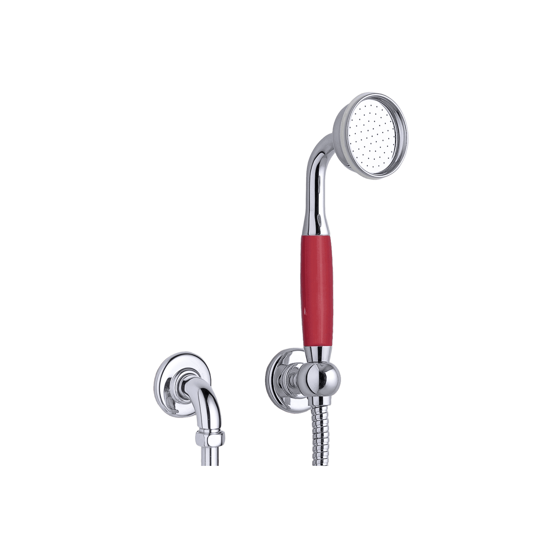 The Water Monopoly - Rockwell Straight Handshower On Hose With Wall Outlet, Parking Bracket & Metal/Coloured Shower Handle