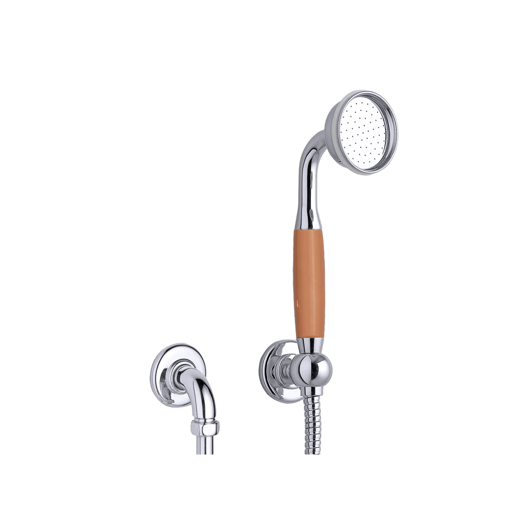 The Water Monopoly - Rockwell Straight Handshower On Hose With Wall Outlet, Parking Bracket & Metal/Coloured Shower Handle