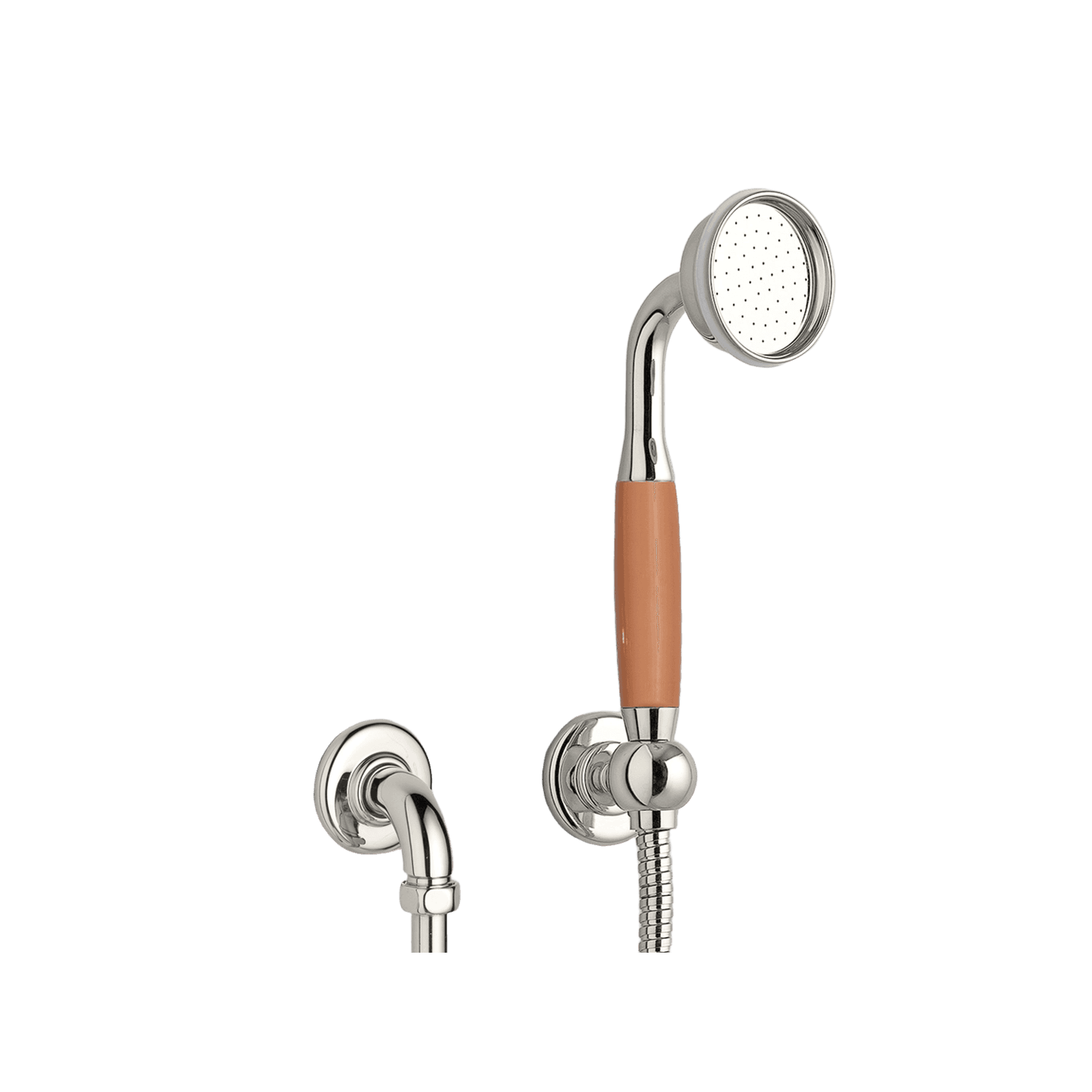 The Water Monopoly - Rockwell Straight Handshower On Hose With Wall Outlet, Parking Bracket & Metal/Coloured Shower Handle