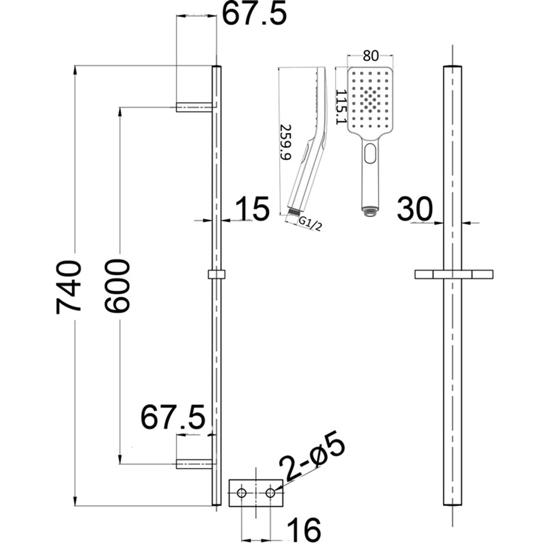 Unika Modena Sliding Shower Set C