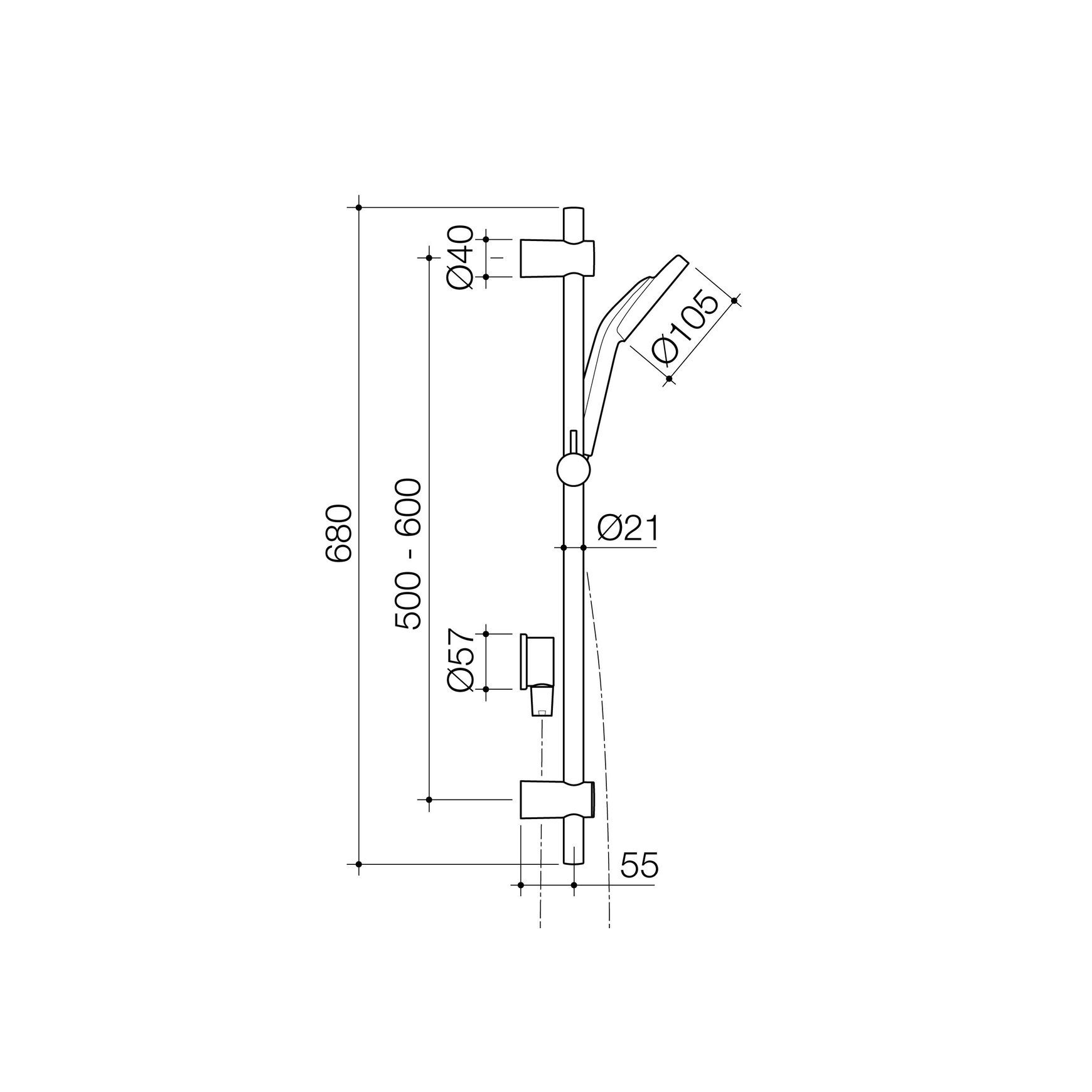 Maku MK2 Satinjet Rail Shower