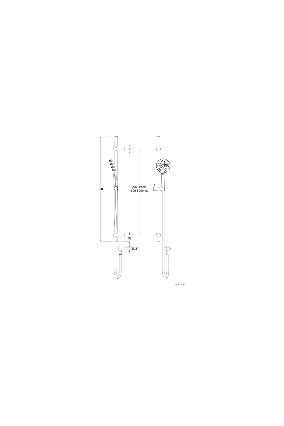 Splash Plus Round Slide Shower 3 Function