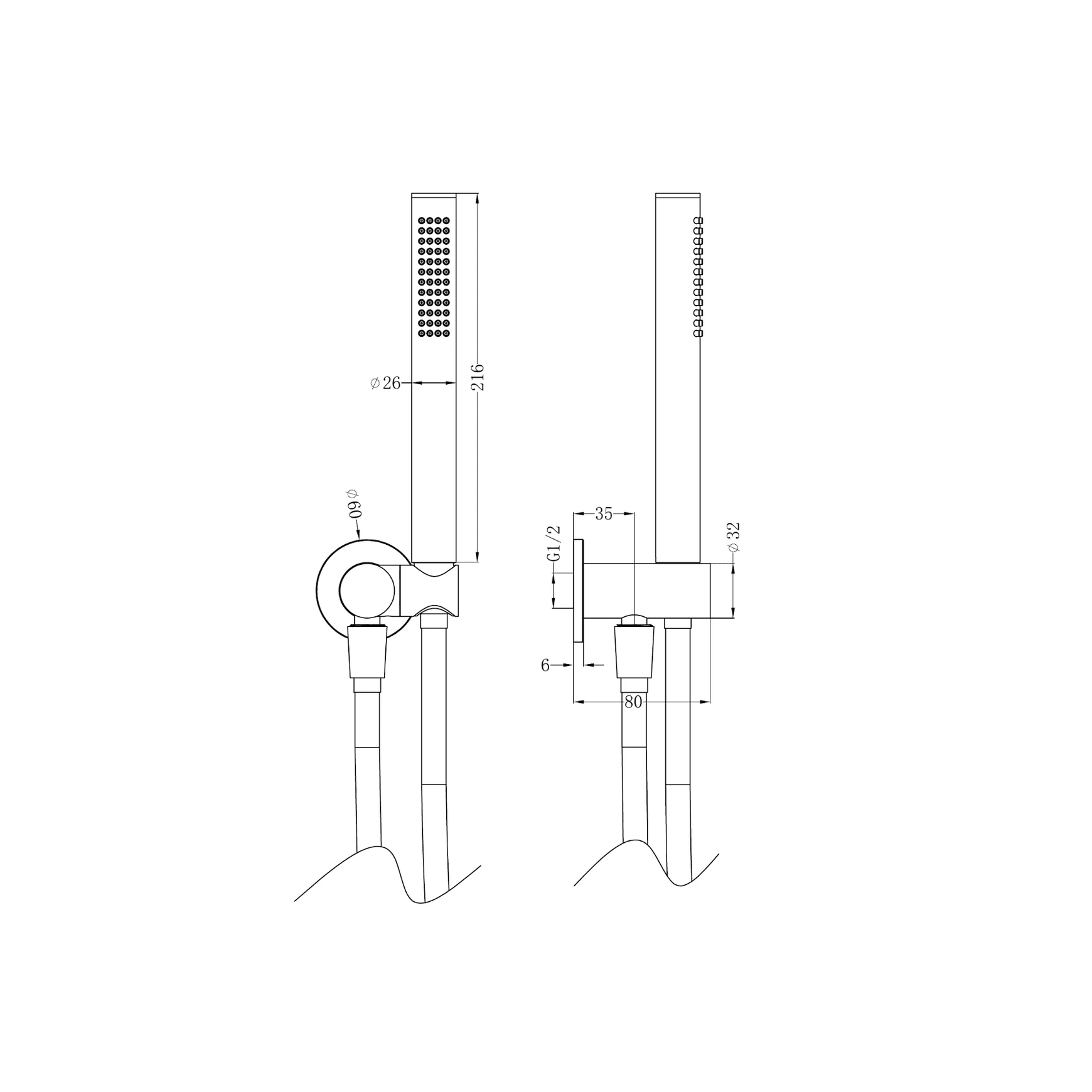 Zen SS316L Shower On Bracket | Brushed Nickel