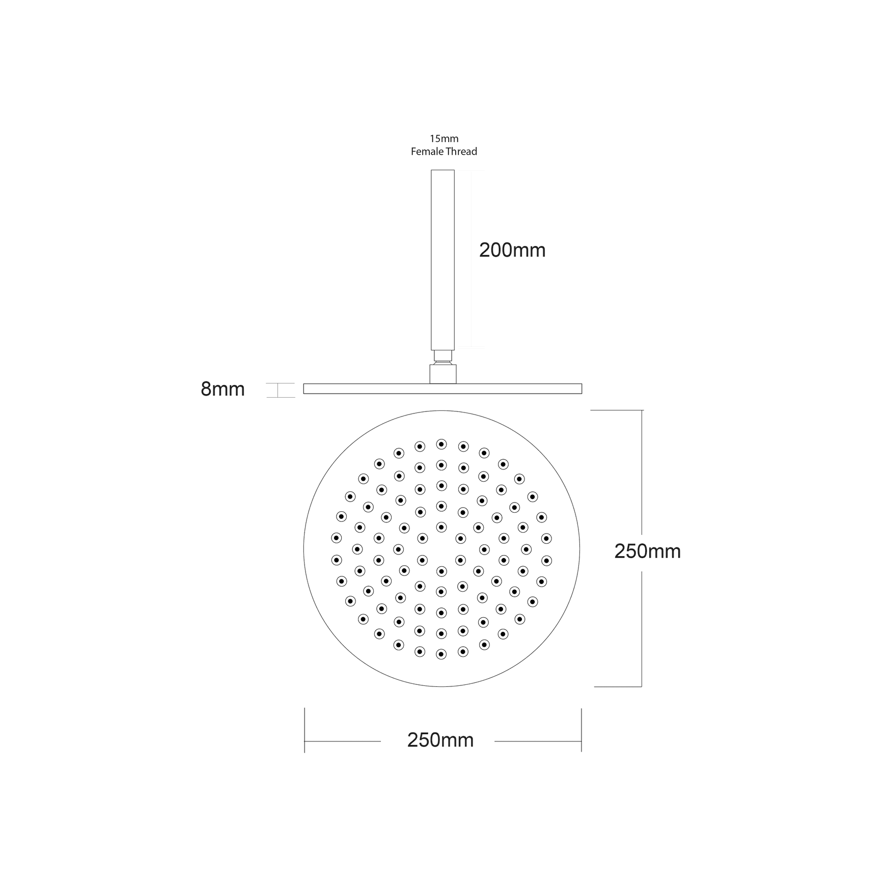 Voda Round Ceiling Mounted Shower Drencher