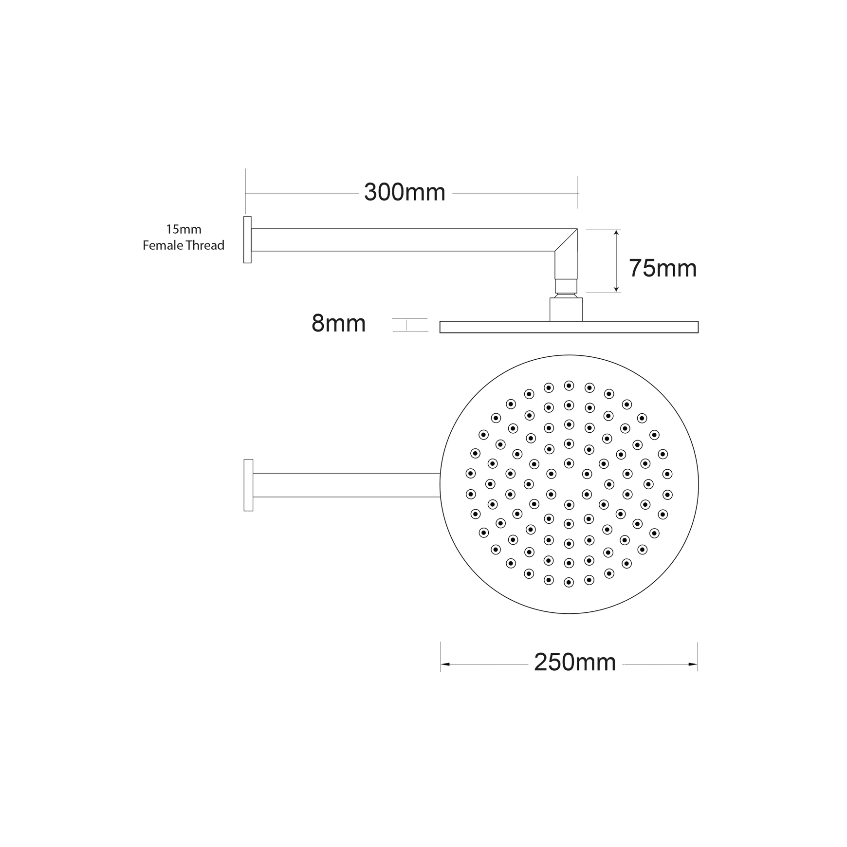 Voda Wall Mounted Shower Drencher Round