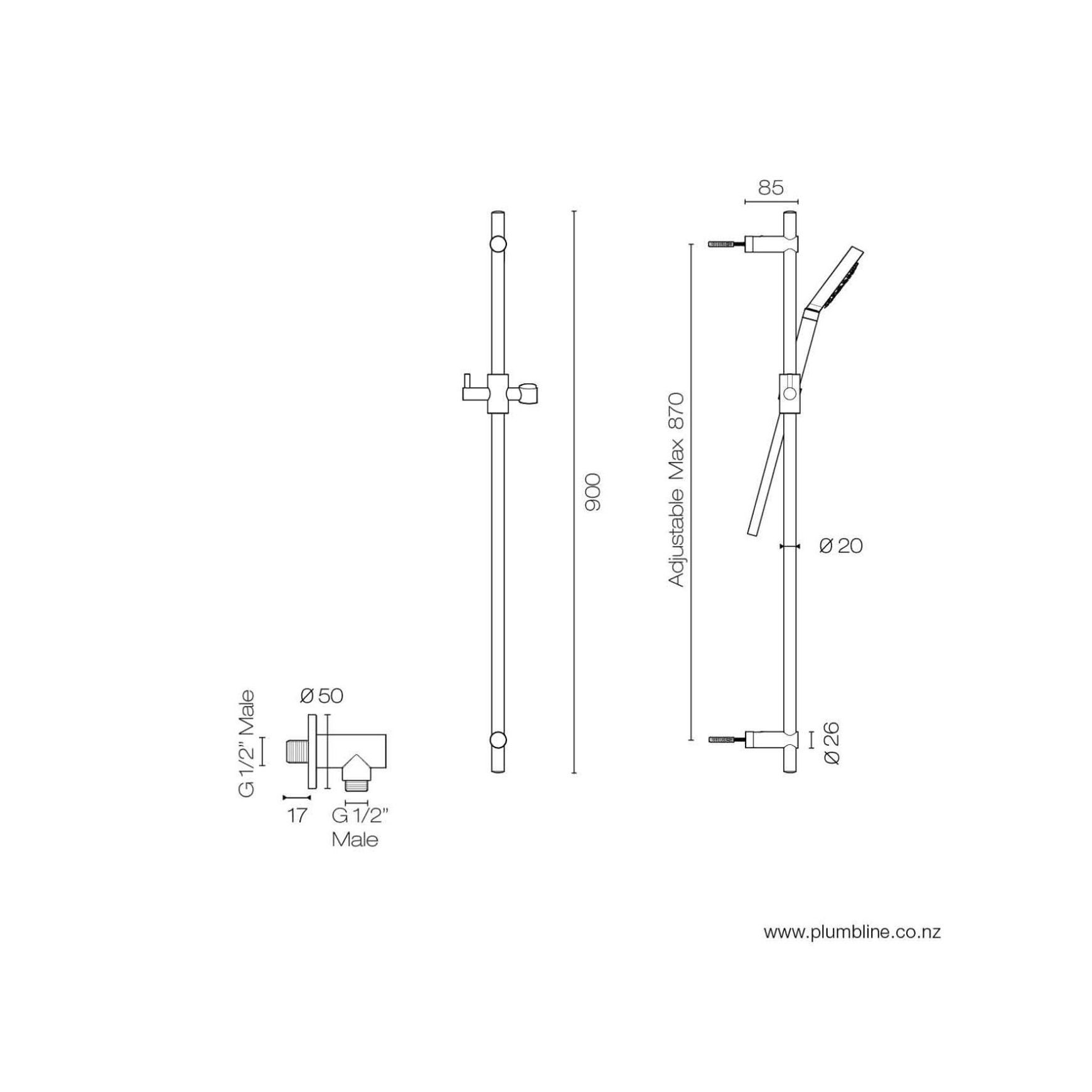 Buddy 3 Function Slide Shower