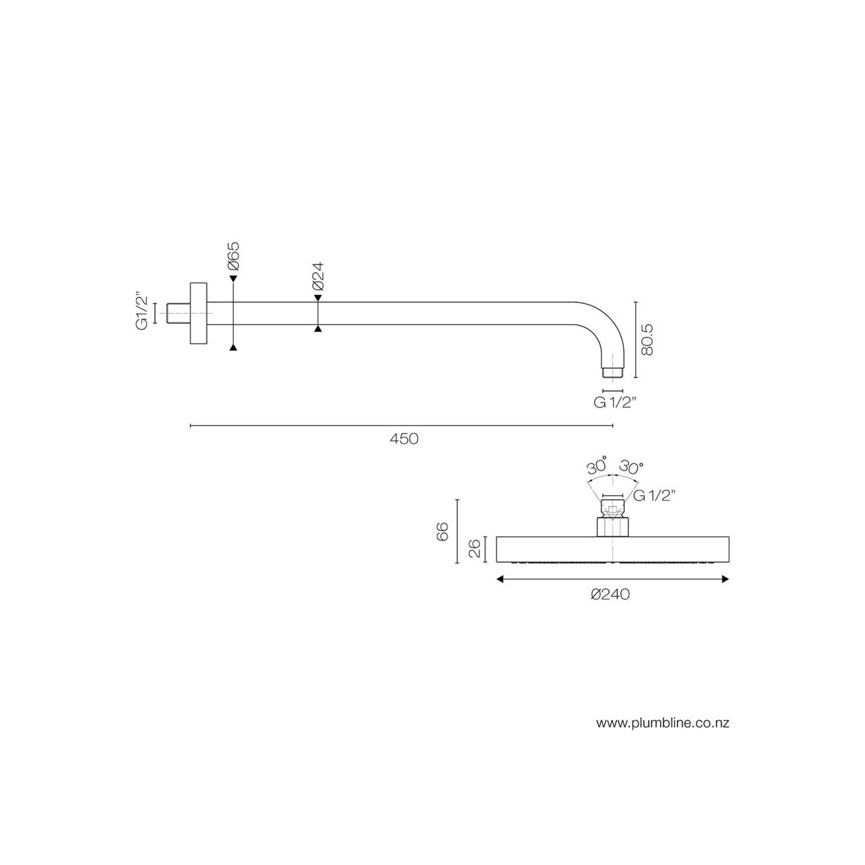 Fukasawa 240mm Wall Mount Rainhead