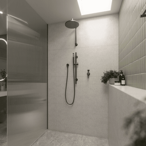 Mira Brushed Gunmetal Shower on Rail