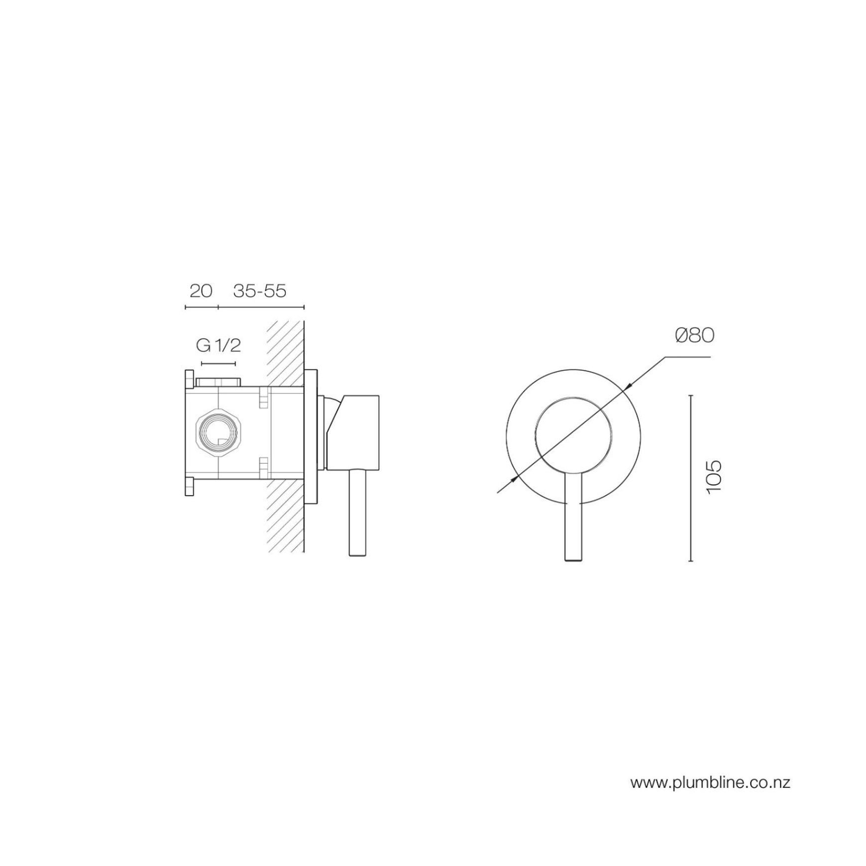 Swiss Shower Mixer dimensions