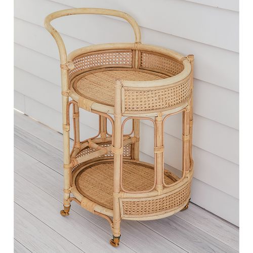 Oval Rattan Bar Cart & Cocktail Trolley