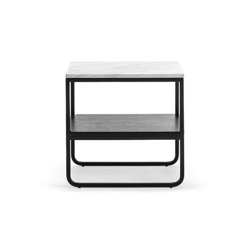 Estoria White Marble Square Shelf Side Table | Black