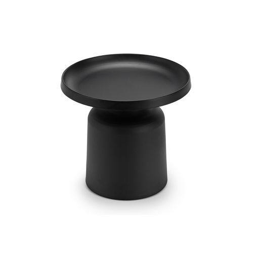 Palemo Round Pedestal Tray Side Table | Matte Black