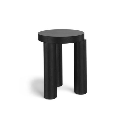 Nomad Round Solid Oak Side Table Stool | Black