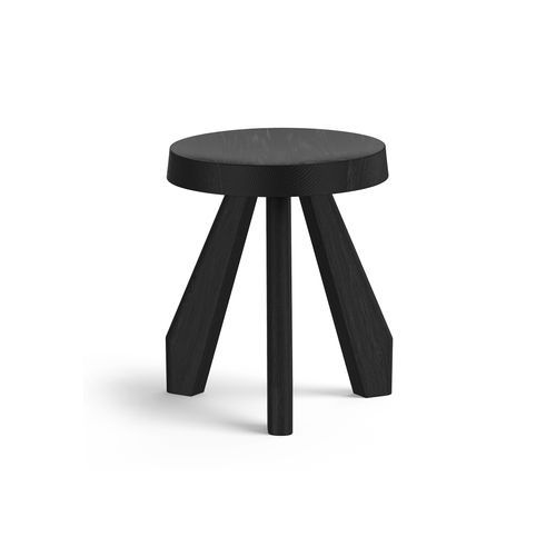 Bel Round Solid Oak Table Stool | Black
