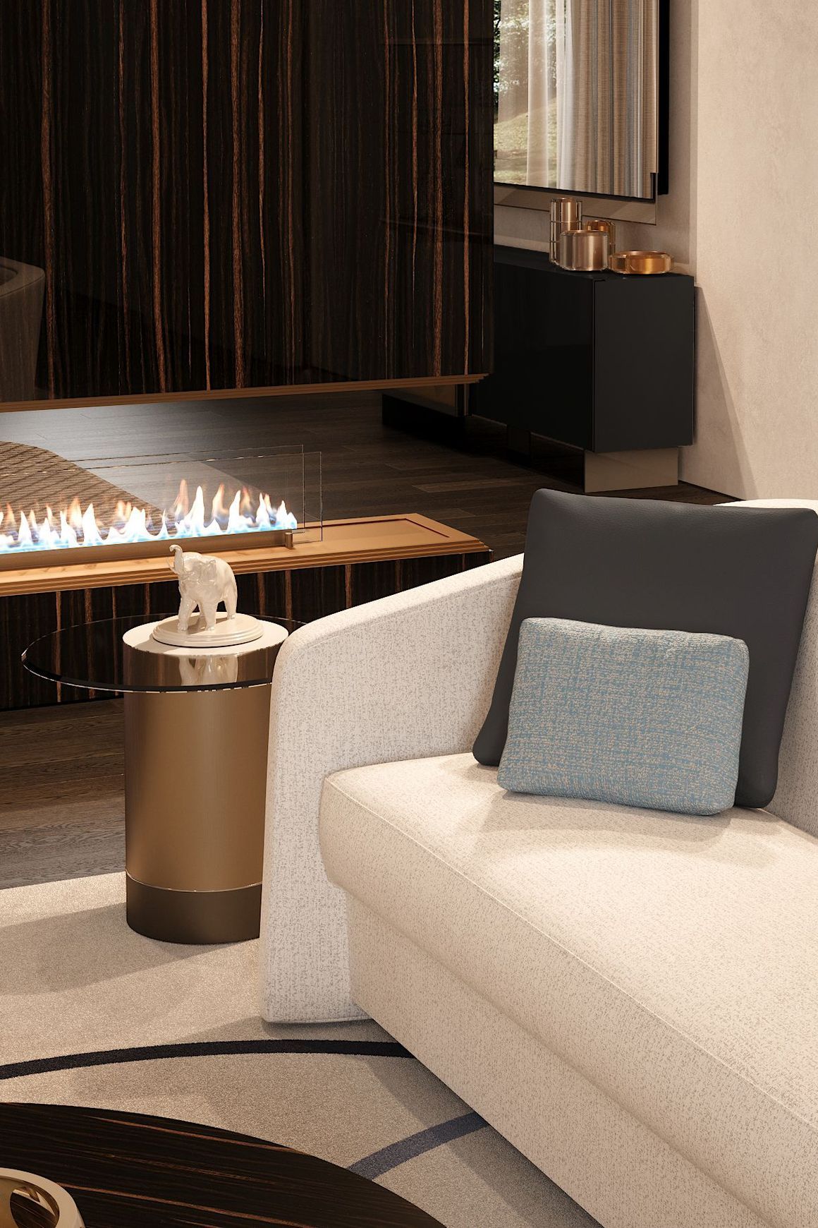 Tau Steel Vetro Side Table