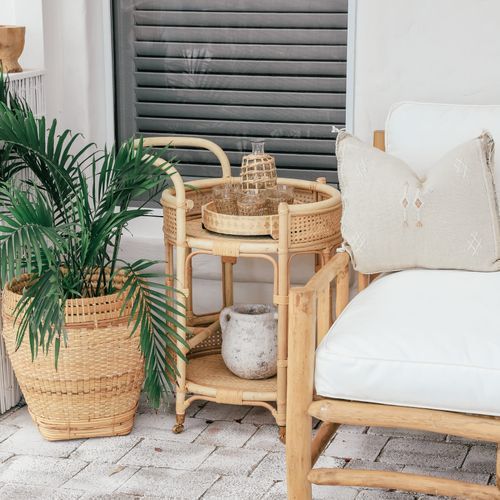 Oval Rattan Bar Cart & Cocktail Trolley