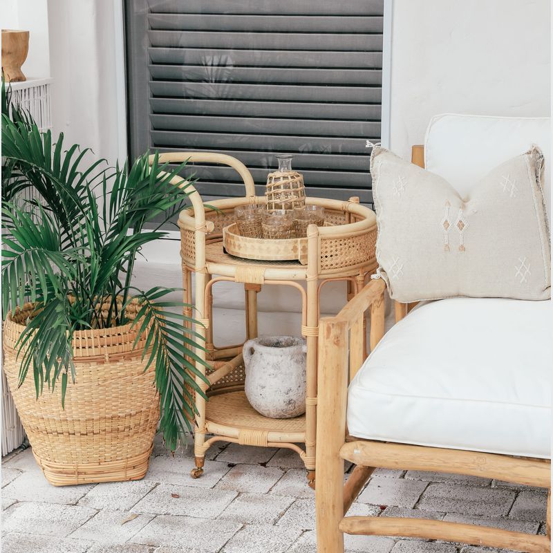 Oval Rattan Bar Cart & Cocktail Trolley