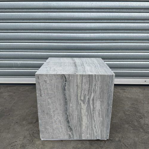 Cube Side Table-White Latte Marble | Natural Stone Co.