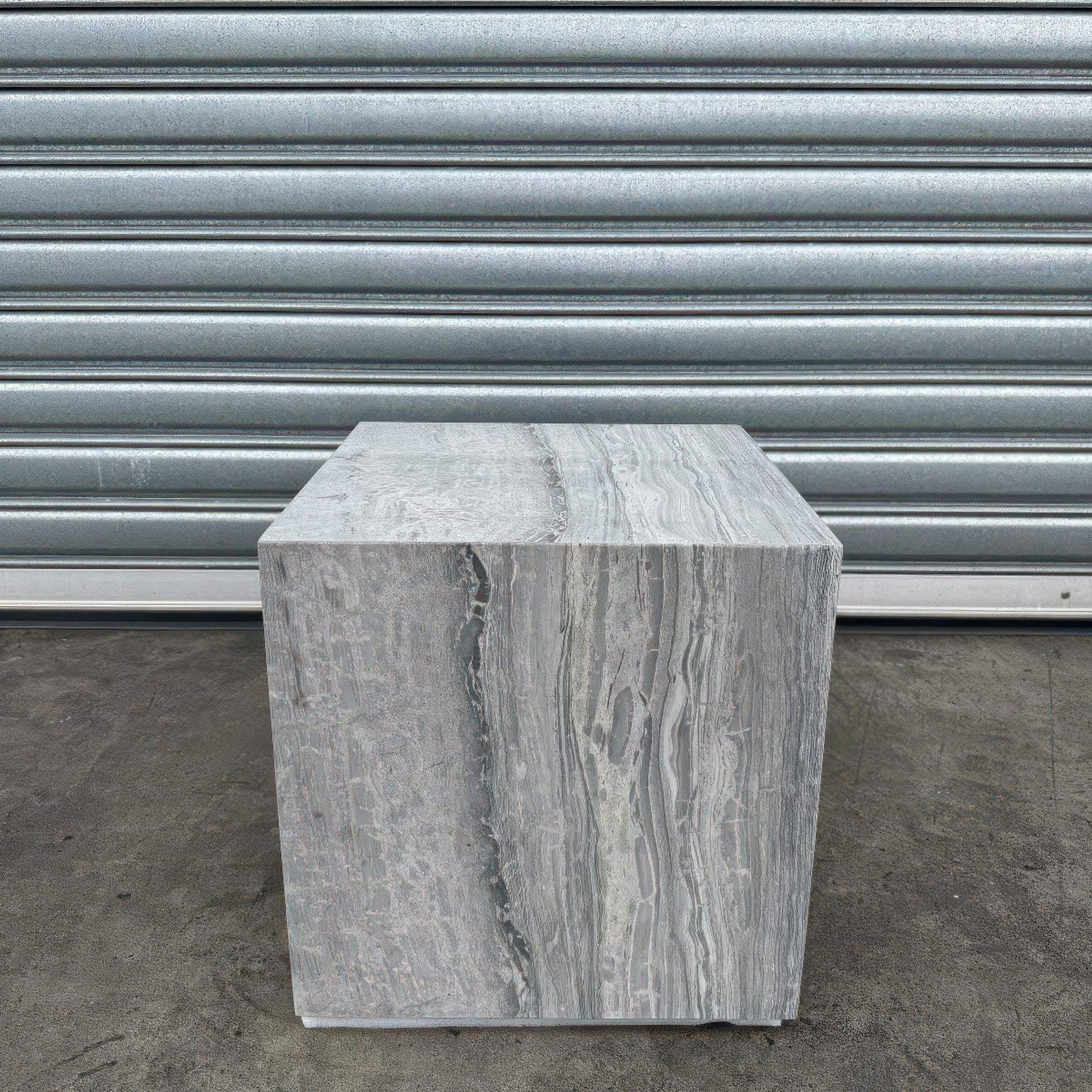 Cube Side Table-Vein Cut Blue Travertine | Natural Stone Co.