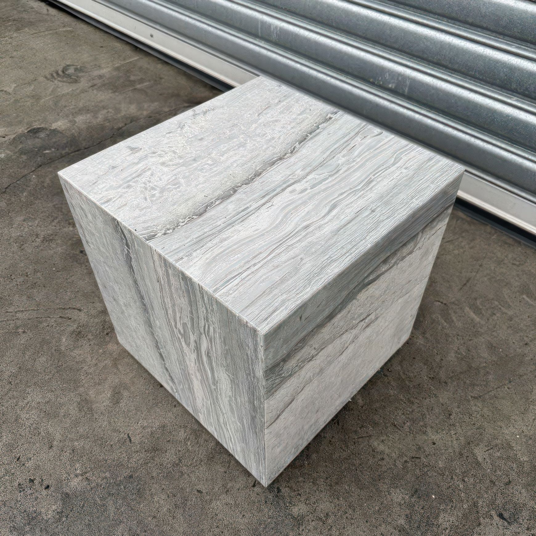 Cube Side Table-Vein Cut Blue Travertine | Natural Stone Co.