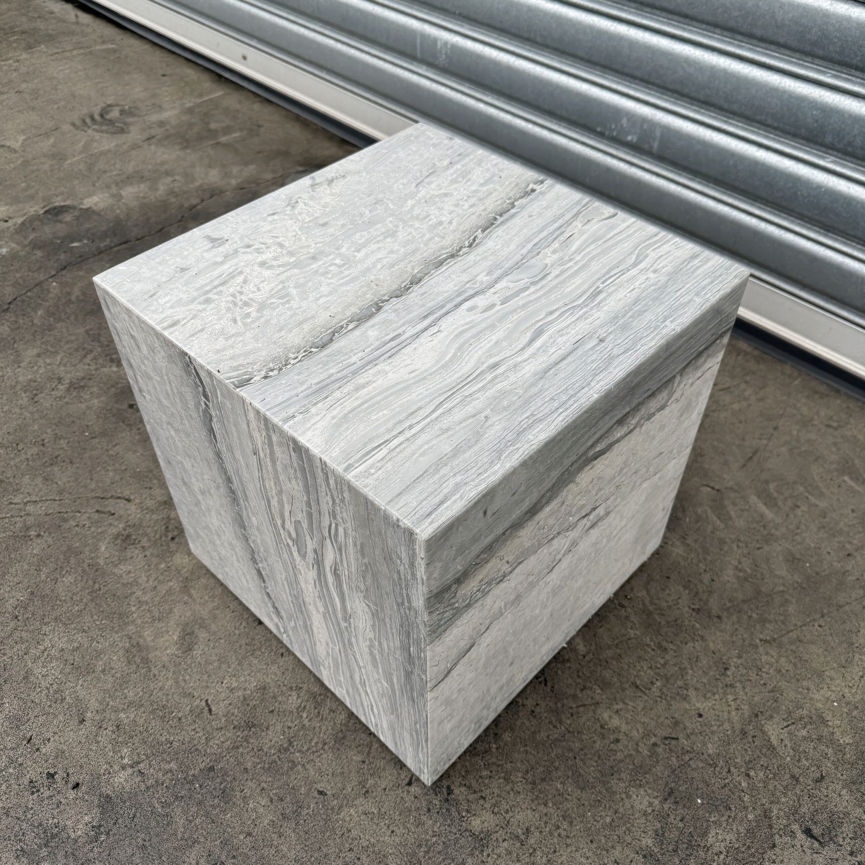 Cube Side Table-White Latte Marble | Natural Stone Co.