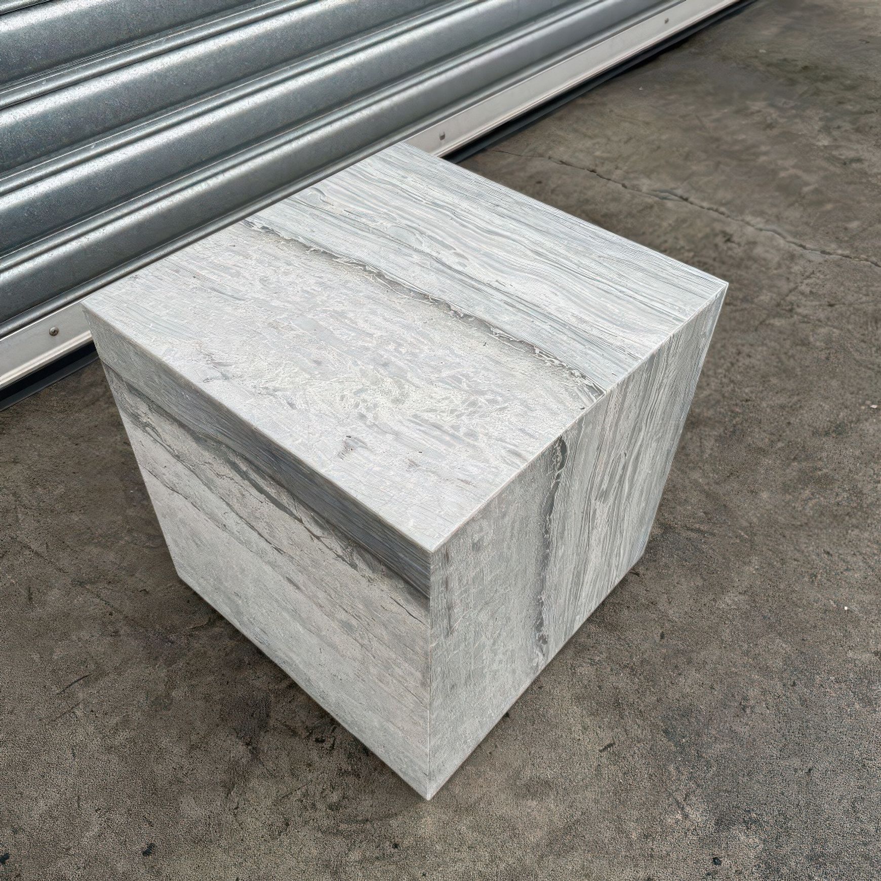 Cube Side Table-Vein Cut Blue Travertine | Natural Stone Co.