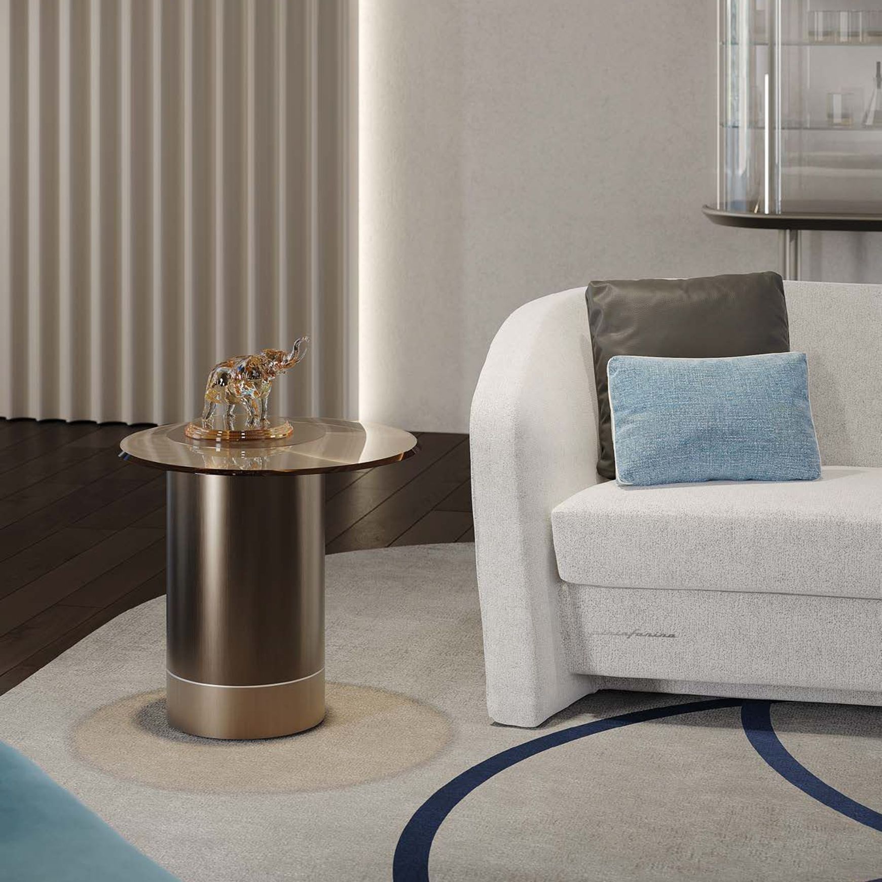 Tau Steel Vetro Side Table