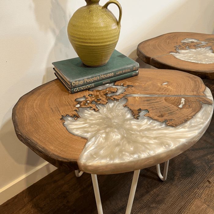 Macrocarpa and Epoxy Side Tables