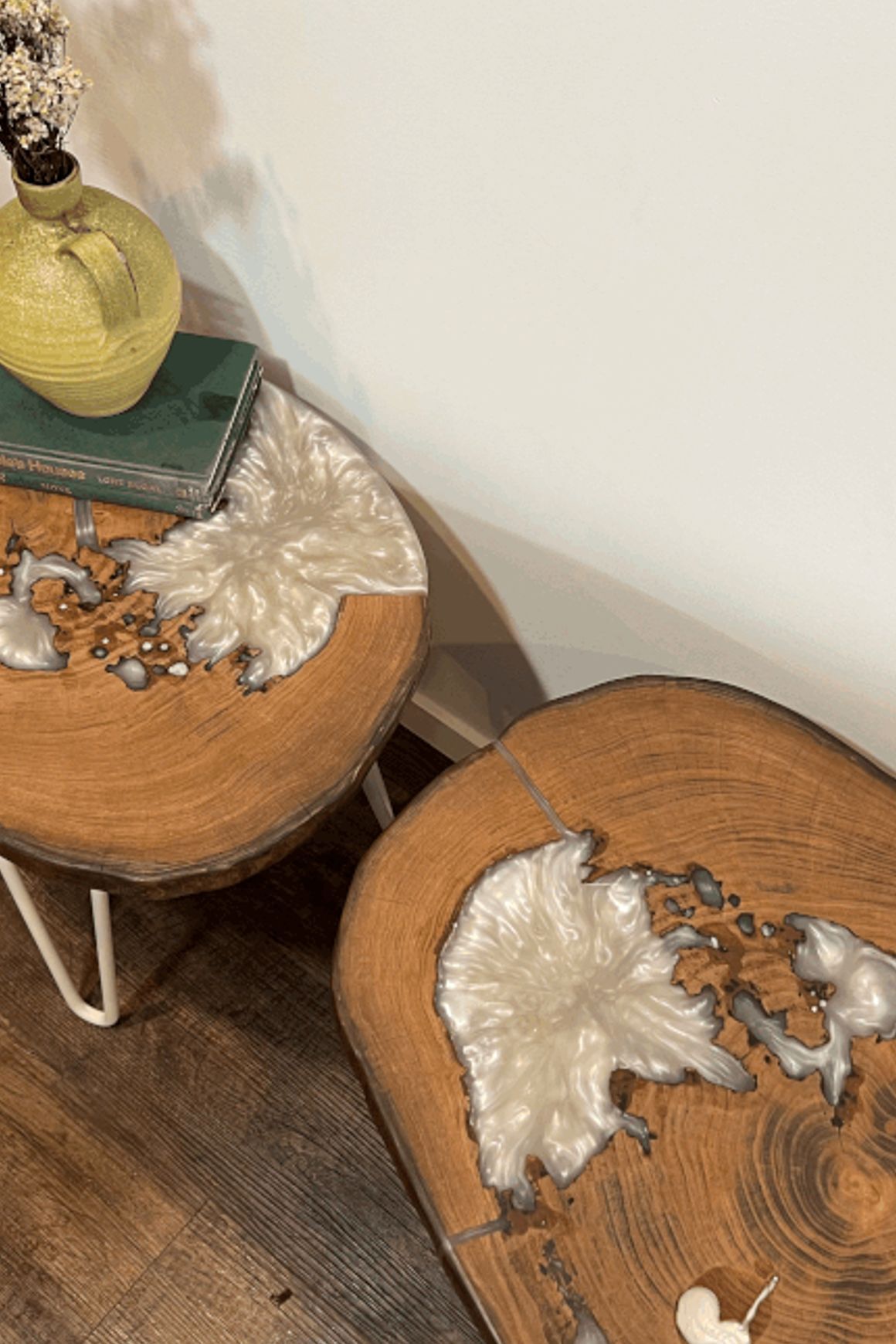 Bespoke Side Tables — Macrocarpa & Epoxy