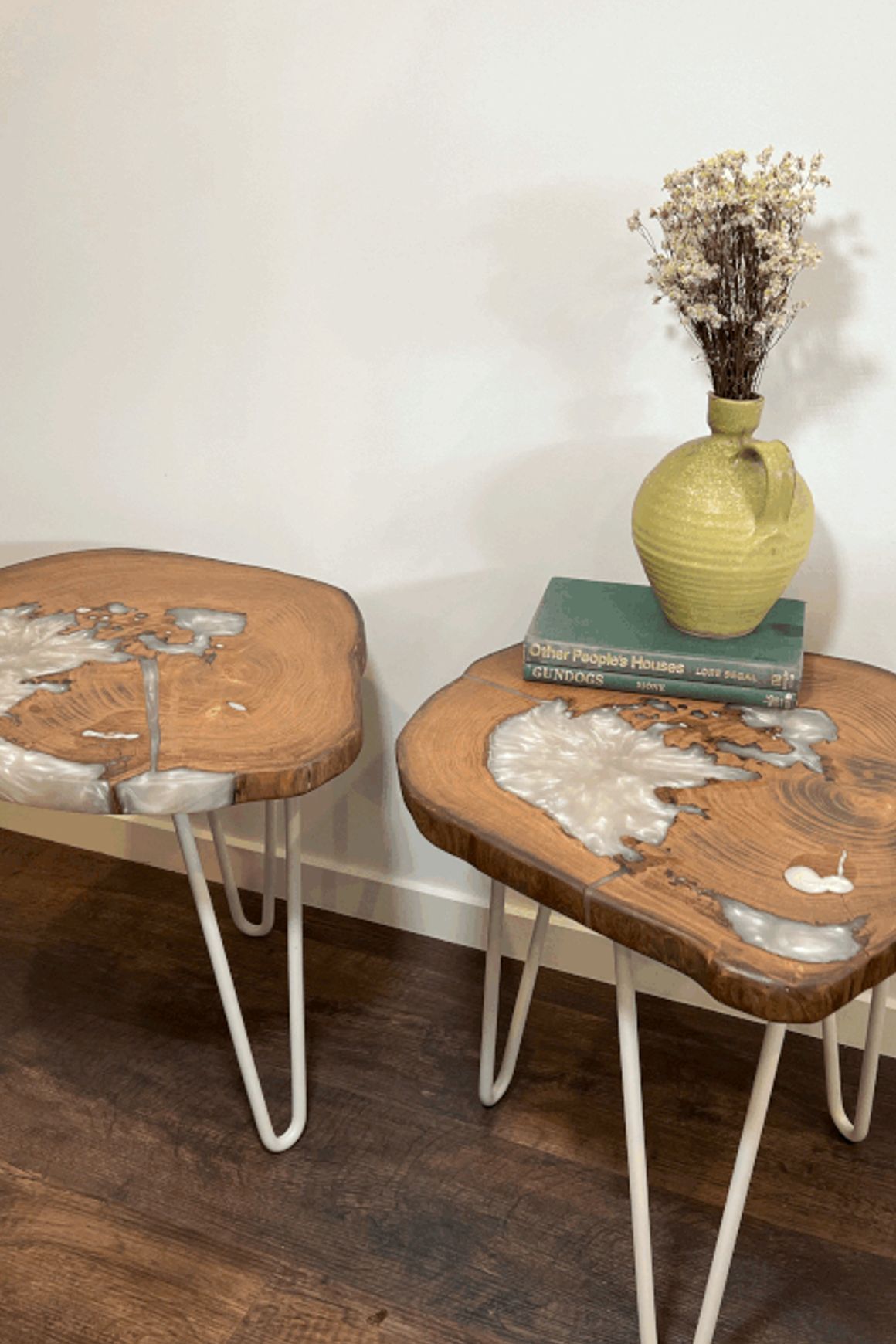 Bespoke Side Tables — Macrocarpa & Epoxy