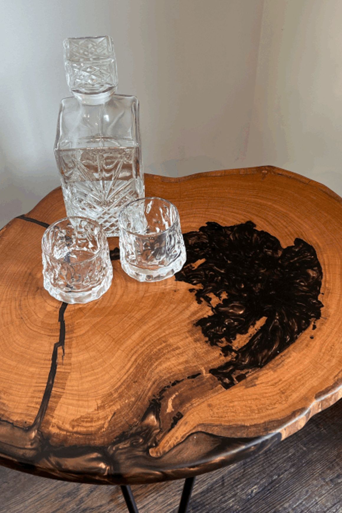 Bespoke Side Tables — Macrocarpa & Epoxy
