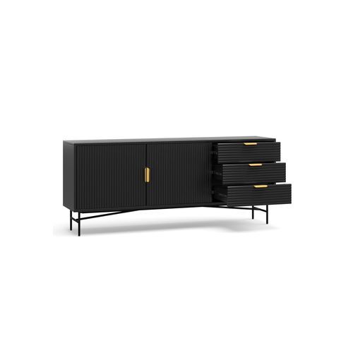 Kina Ripple Slatted Sideboard | 180cm | Black Oak