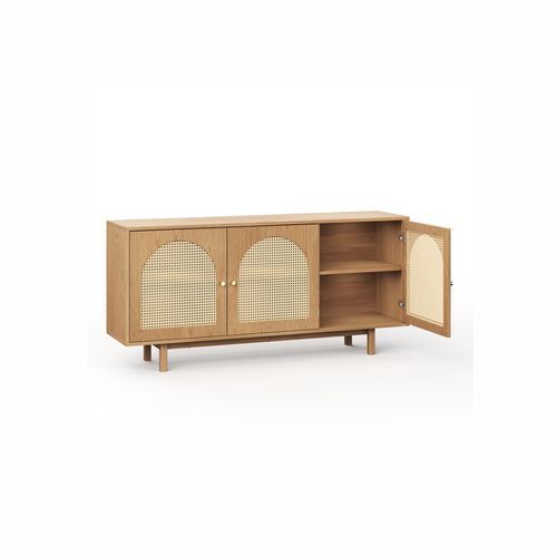 Cove 3 Door Rattan Arch Sideboard Buffet | Natural Oak