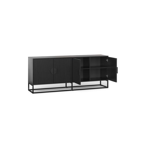Braxton Ripple Slatted Sideboard | 180cm | Black Oak