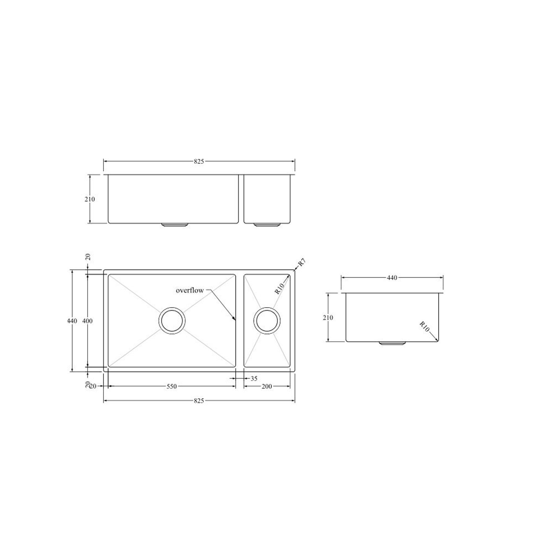 Aspen PVD 550/200mm Dual Kitchen Sink Brushed Brass