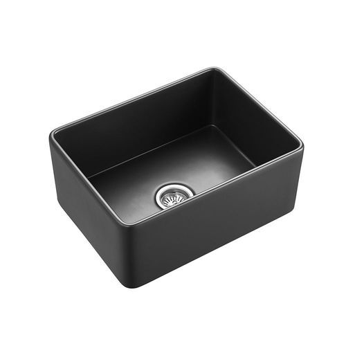 Hartley Small Single Farmhouse Sink | Satin Black