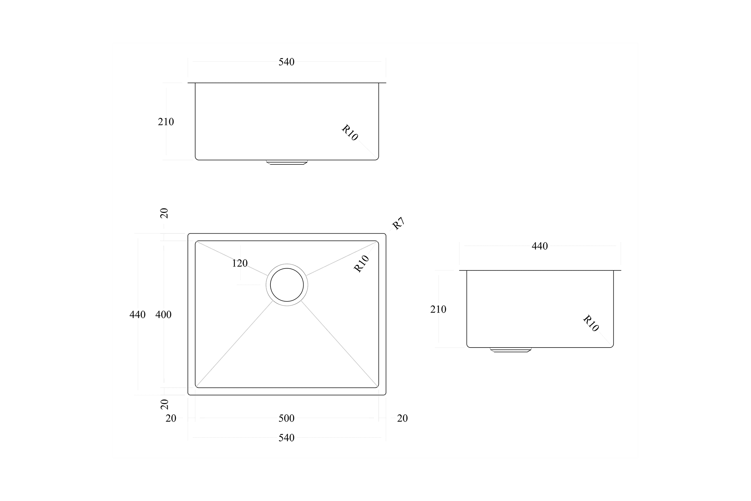 Code Aspen 500X400 Pvd 304 Stainless Steel Sinks