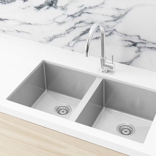 Kitchen Sink - Double Bowl 760 x 440 - Brushed Nickel