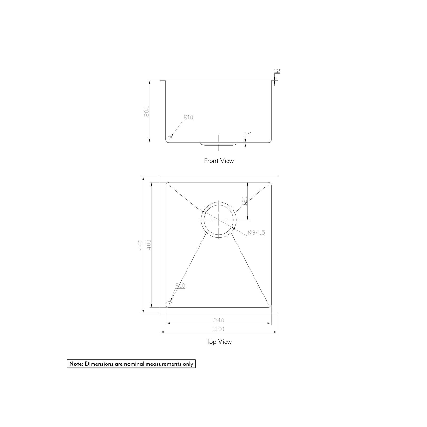 Ohelu Single Kitchen Sink 380mm - Brushed Gunmetal