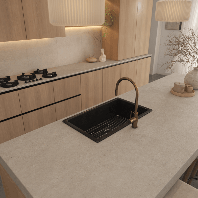 Maurice 813x483 Matte Black Fireclay Single Bowl Sink