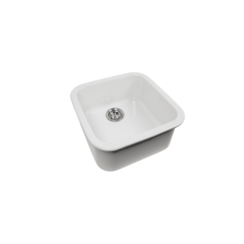 Abigail 483 x483 Gloss White Fireclay Single Bowl Sink