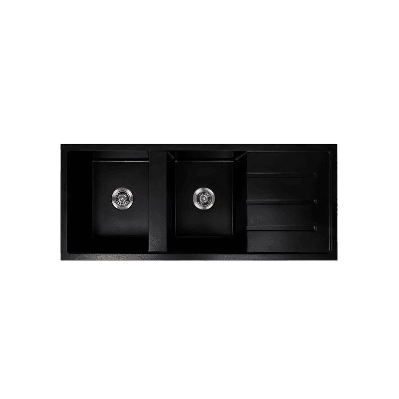 Darlene 1200x500 Black Granite Drainboard Bowl Sink