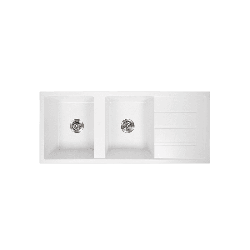 Darlene 1200x500 White Granite Drainboard Sink