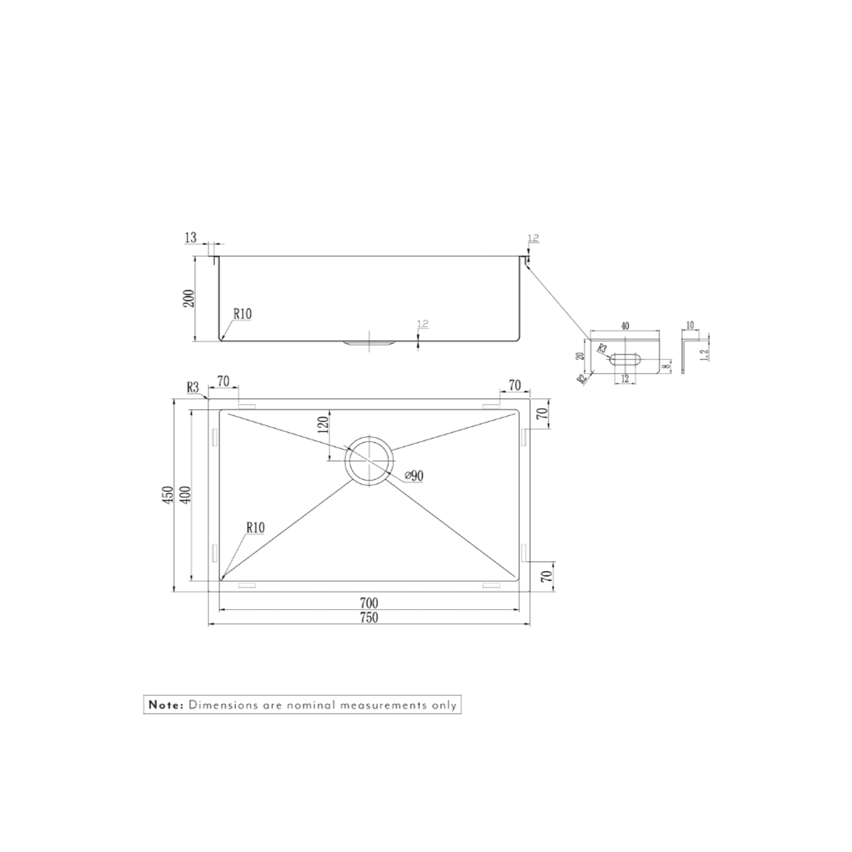 Vari Single Sink 750mm
