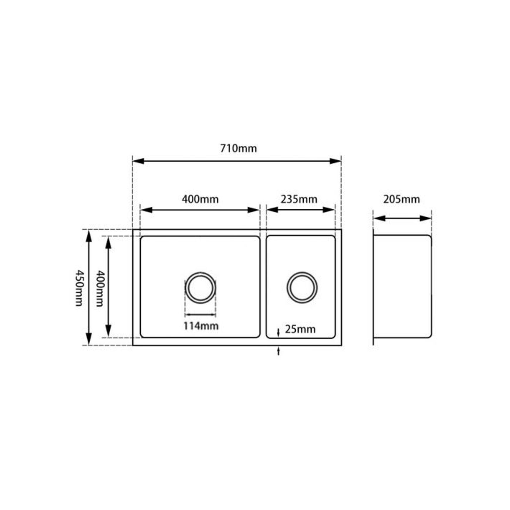 OX7145R.KS | Stainless Steel - Double dimensions