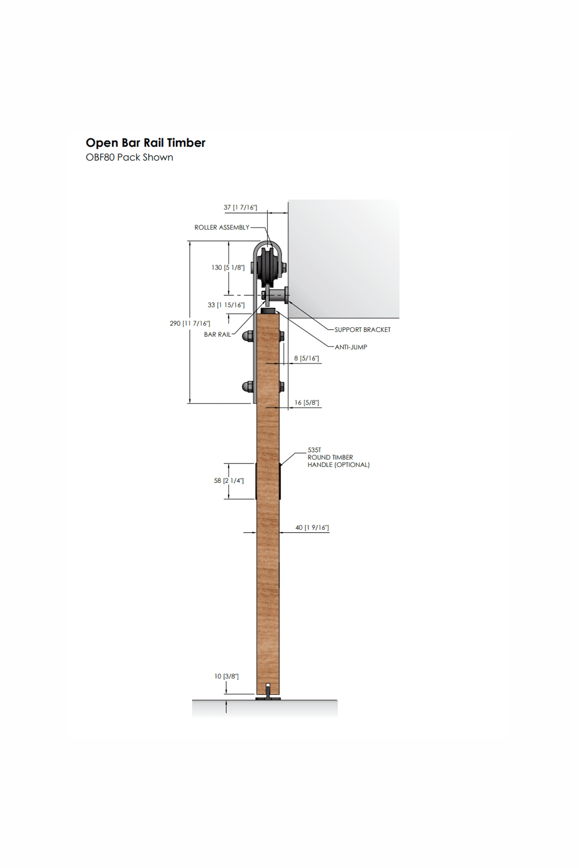 Brio Open Bar Rail for Sliding Doors