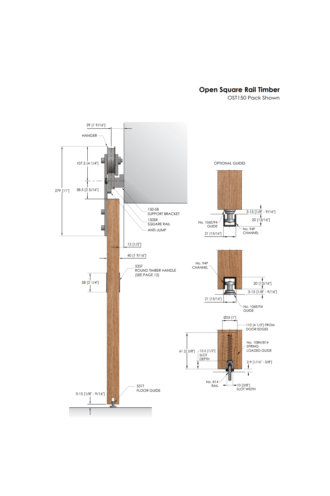 Brio Open Bar Rail for Sliding Doors