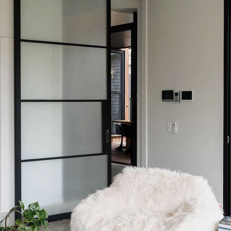 Steel Frame Glass Internal Sliding Doors - Galvanised P
